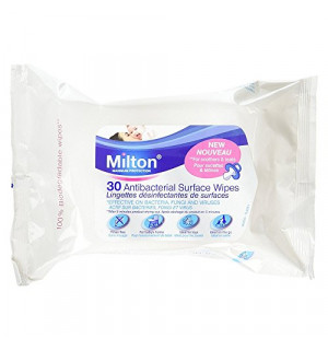 SEVEN PACKS of Milton 30 Antibacterial Surface Wipes 