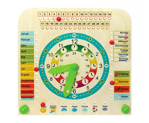 Seasons Wooden Calendar Clock