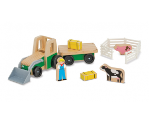 Classic Wooden Farm Tractor Play Set