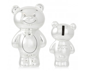 Personalised Silver Plated Bear Money Box