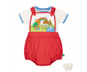 Scene Print Bodysuit and Bib Short Set