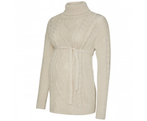 Cream cable knit roll neck maternity jumper
