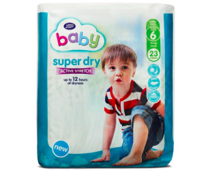 Baby Super Dry with Active Stretch Nappies Carry Pack Extra Large