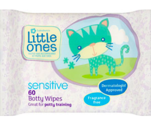 Little Ones Fragrance Free 60 Botty Wipes