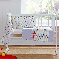 The dudes crib quilt and bumper set